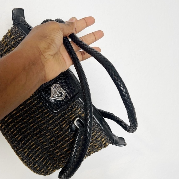 Brighton Black Woven Straw Satchel Shoulder Bag - Picture 6 of 10